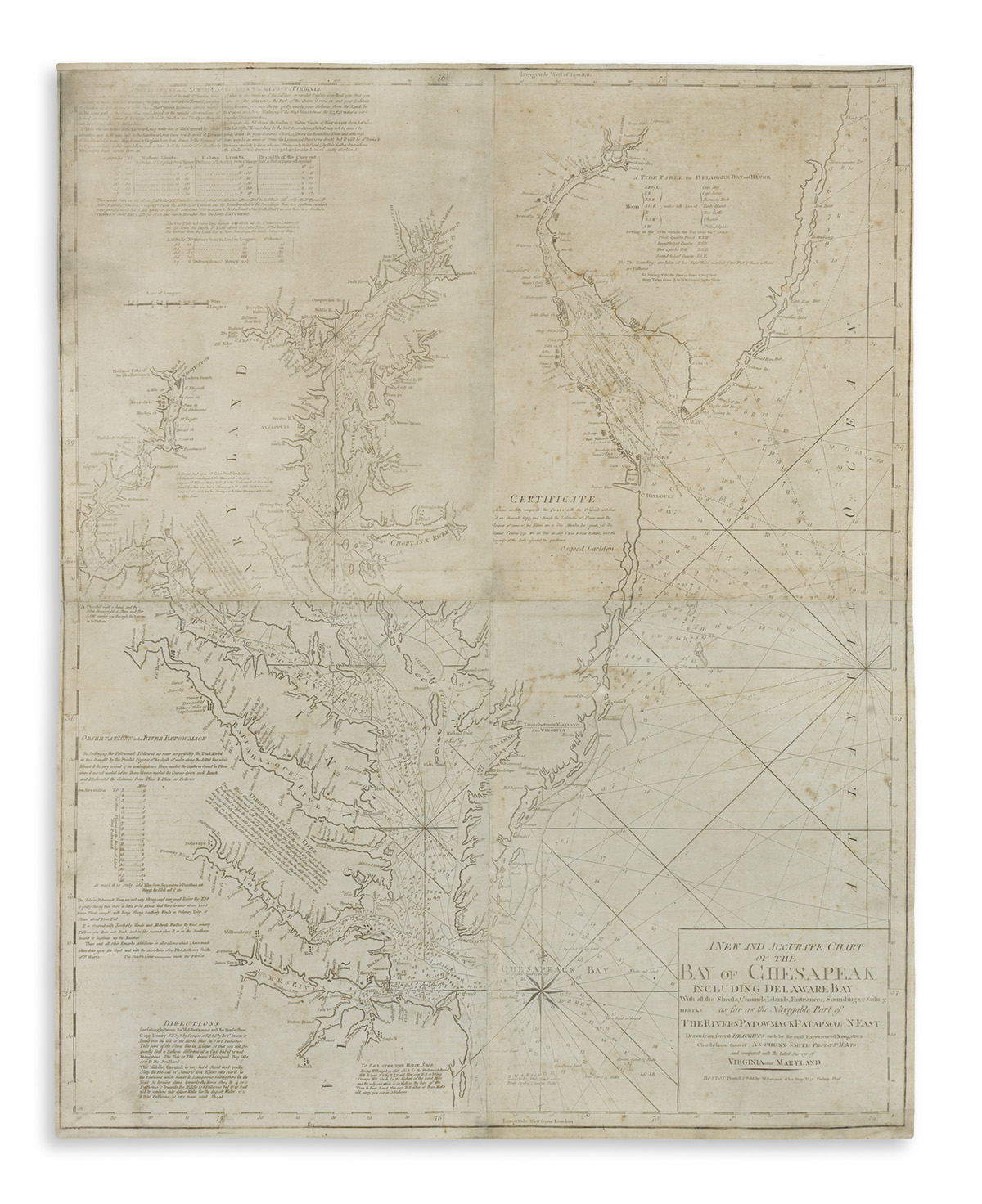 NORMAN, JOHN and WILLIAM. A New and Accurate Chart of the Bay of Chesapeak
